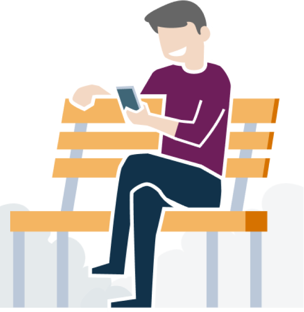 Man on a bench using the earnest app